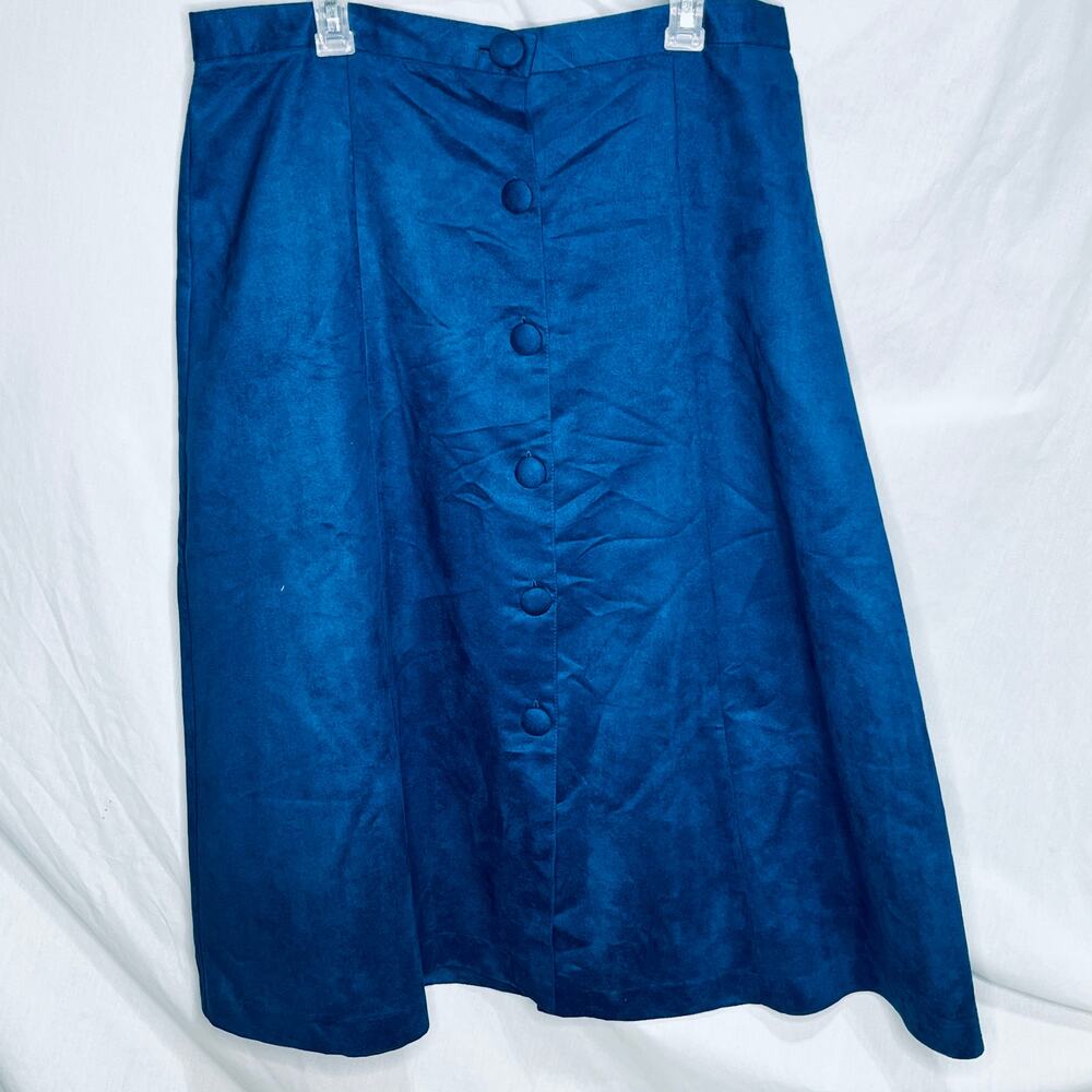 BFA Classics Blue Suede Midi Button Down Skirt 20W